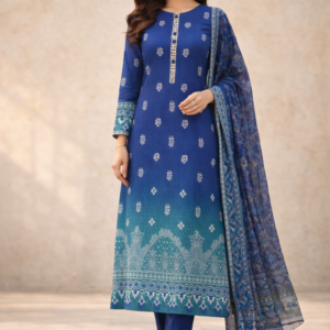 Pashmaal Royal Blue Printed Lawn 3PC – Festive Lawn Collection | PFV2-04