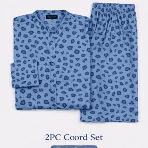 Pashmaal Blue Leopard Abstract 2PC Women Coord Set Pakistan - View 2