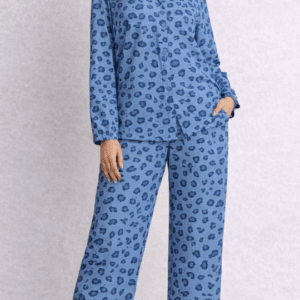 Pashmaal Blue Leopard Abstract 2PC Women Coord Set Pakistan
