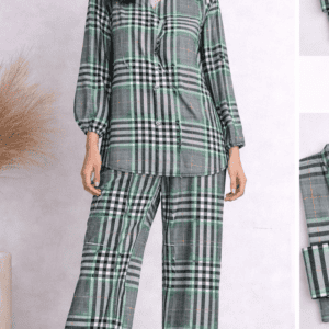 Pashmaal Green Plaid Essence 2PC Women Coord Set Pakistan