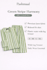 Pashmaal Green Stripe Harmony 2PC Women Coord Set Pakistan - View 5