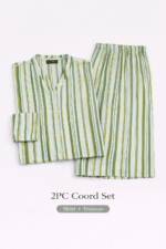 Pashmaal Green Stripe Harmony 2PC Women Coord Set Pakistan - View 4