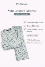 Pashmaal Mint Leopard Abstract 2PC Women Coord Set Pakistan - View 2