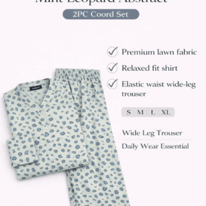 Pashmaal Mint Leopard Abstract 2PC Women Coord Set Pakistan - View 2