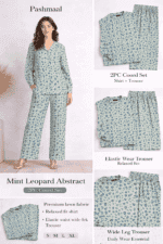 Pashmaal Mint Leopard Abstract 2PC Women Coord Set Pakistan - View 3