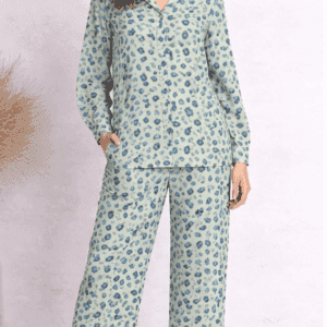 Pashmaal Mint Leopard Abstract 2PC Women Coord Set Pakistan