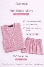 Pashmaal Pink Stripe Allure 2PC Women Coord Set Pakistan - View 3