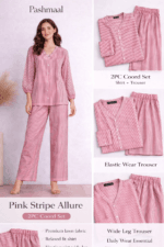 Pashmaal Pink Stripe Allure 2PC Women Coord Set Pakistan - View 5