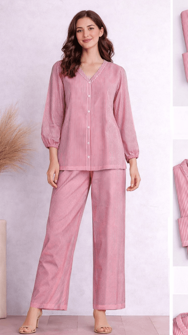 Pashmaal Pink Stripe Allure 2PC Women Coord Set Pakistan