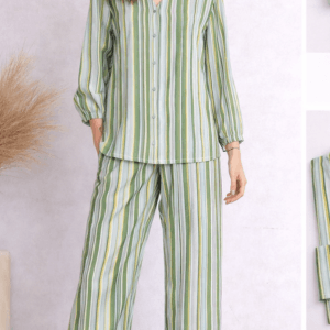 Pashmaal Green Stripe Harmony 2PC Women Coord Set Pakistan