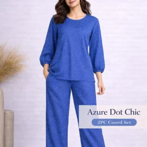 Pashmaal Azure Dot Chic 2PC Coord Set | PCS-007