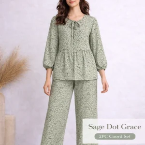 Pashmaal Sage Dot Grace 2PC Coord Set | PCS-011