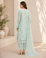 Sage green luxury lawn 3PC suit with dupatta for daywear, Pashmaal Pakistan - view 2