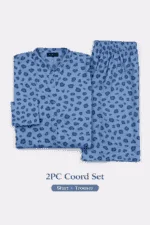 Blue lawn 2PC coord set with leopard abstract print for daily wear, Pashmaal Pakistan - view 2