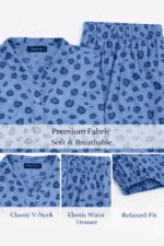 Blue lawn 2PC coord set with leopard abstract print for daily wear, Pashmaal Pakistan - view 5