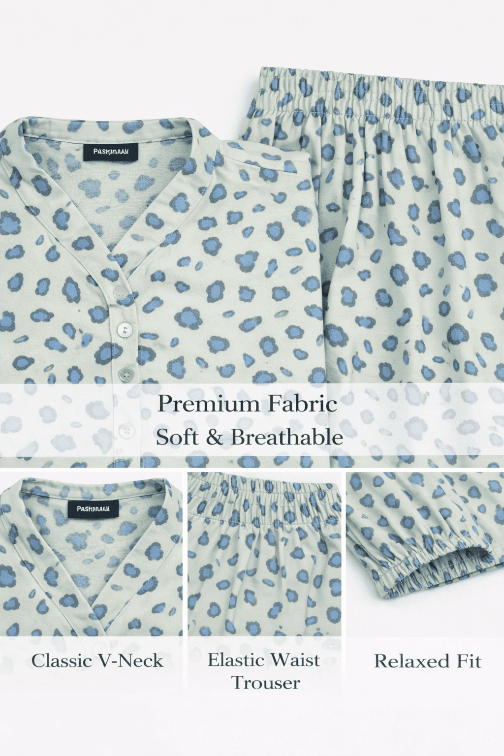 Pashmaal Mint Leopard Abstract 2PC Women Coord Set Pakistan - View 5
